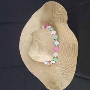 Ladies Spring/Summer HAT with opalescent plastic square beads.